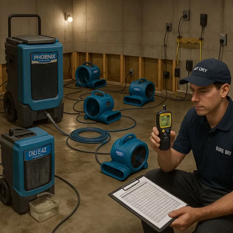 Structural Drying and Dehumidification process in Versailles, IN